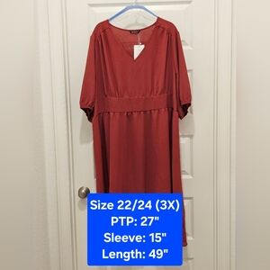 BloomChic Short Sleeve Midi Dress, NWT, Size (3X) 22/24